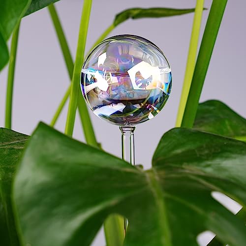 [6 PCS] Light Iridescent Rainbow Gradient Color Clear Glass Self-Watering System Spikes, Automatic Plant Waterer Bulbs - color: Iridescent 6-Pack