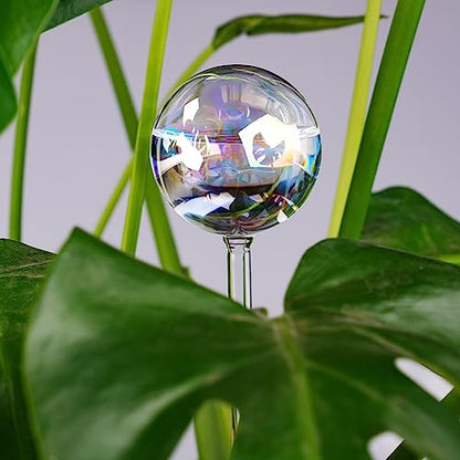 [6 PCS] Light Iridescent Rainbow Gradient Color Clear Glass Self-Watering System Spikes, Automatic Plant Waterer Bulbs - color: Iridescent 6-Pack