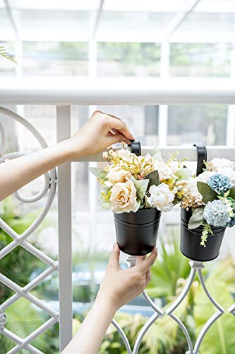 Dahey 3.8 Inches Small Metal Hanging Flower Pots 10 Pcs Railing Planter Box - color: Black, size: 4 inches