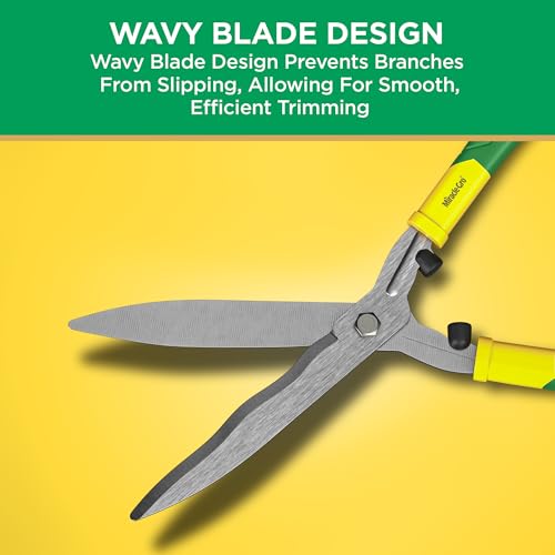 Miracle-Gro 18 in. Wavy Blade Hedge Shears – Lawn and Yard Tool with Sharp Carbon Steel Blades for Trimming Borders, Shaping Bushes, and Shaping/Trimming Hedges, Shrubs - style: Wavy Blade Hedge Shears 18"