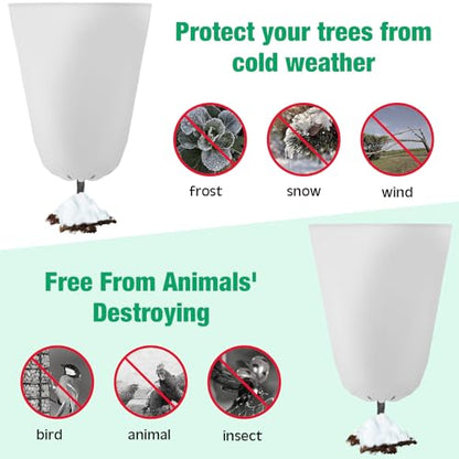 4 Pcs Plant Covers Freeze Protection 35.4" x 59", White - color: White