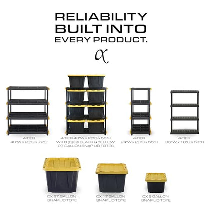 CENTREX 4-Tier Heavy Duty Plastic Storage Shelves for Garage, Black - style: 4-Tier (1 Pack)