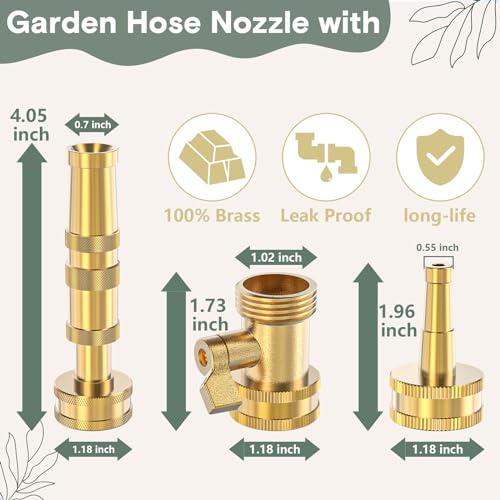 Twinkle Star Brass Twist Hose Nozzle, Hose Shut Off Valve, 3 Pack - color: Nozzle Jet 3 Pack