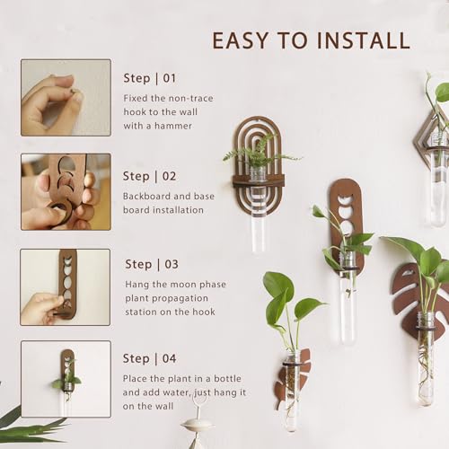 Artilady Plant Propagation Station Wall Hanging, Moon Phase Plant Terrarium - color: Moon Phase Wood