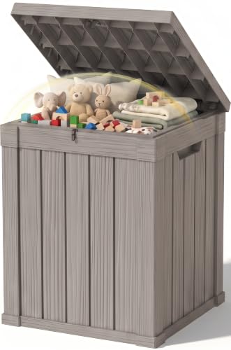 Outdoor Storage Box, 70 Gallon Waterproof Resin Patio Deck Box - color: Grey, size: 70 Gal(Thickened)