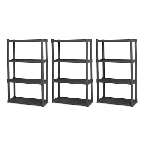 Sterilite 4 Shelf Unit, Heavy-Duty Plastic Utility Storage Rack, 3-Pack - size: 4 Shelf, style: 3 Pack