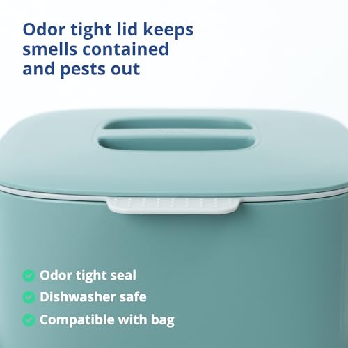 Blue Ginkgo Kitchen Compost Bin, 2.6L Countertop Compost Bin, Green - color: Green, size: 0.69 gal / 2.6 L (Single Handle)
