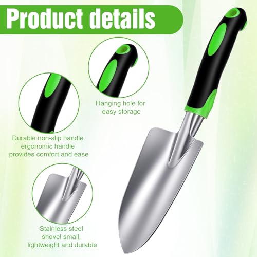 10 Pcs Garden Shovels Bulk, Hand Shovels Heavy Duty Trowel Garden Tool, Small Metal Hand Shovel Bulk Spade Shovel Gardens with Soft TPR Handle for Lawn Yard Farm