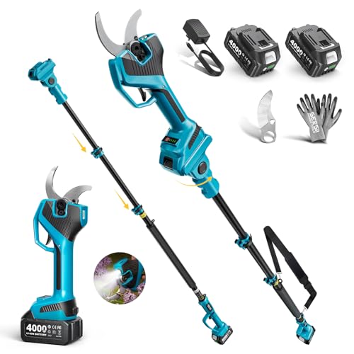SEESII 2-in-1 Pole Electric Pruning Shears, 2.2" Cut Cordless Pole Pruner - color: Blue