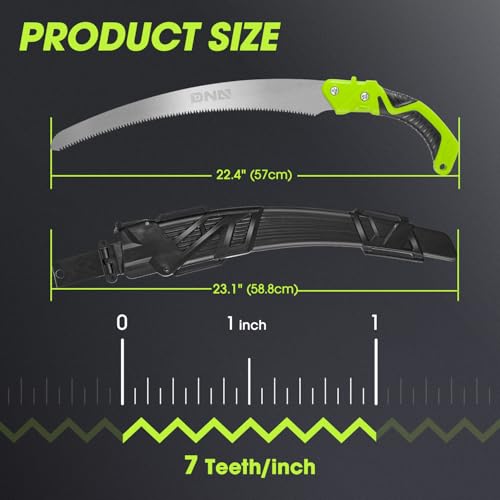 DNA MOTORING 15.5in Hand Pruning Saw, Hand-Held Garden Saw, Curved Blade Waist Saw for Tree Branches Trimming, Gardening, Woodworking, w/Scabbard, TOOLS-00594 - style: Curved Blade Waist Saw