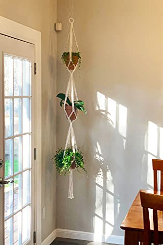 Mkono Macrame Plant Hanger 3 Tier 70" Hanging Plant Holder Indoor Outdoor - size: 70"