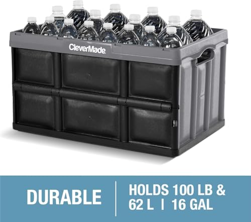 CleverMade Collapsible Storage Bins, 62L 3 Pack, 100 lb Stackable, Ocean - color: Ocean, size: 62l - 3 Pack
