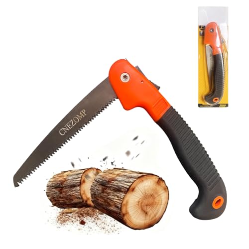 14-Inch Folding Camping Saw with Triple-Cut SK5 Blade, 7 TPI Razor Teeth for Tree Trimming, Wood Cutting, Bushcraft, Heavy Duty Pruning
