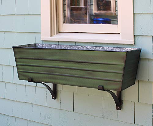 Achla Designs Galvanized Window Flower Box Planter-Green-Large (35.5" L x 11" W x 9.5" D) - color: Green, size: Large