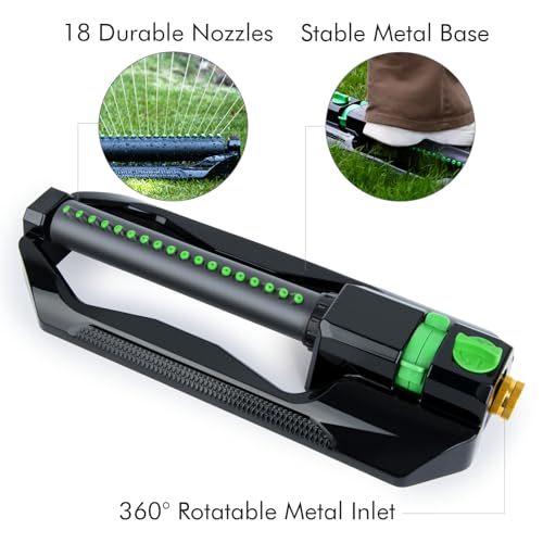 RESTMO 2 Pack Oscillating Sprinkler with Metal Base, Sprinklers for Yard - size: 2 Pack
