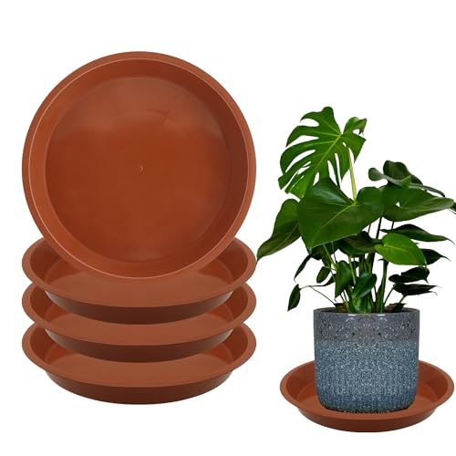 4 Pack 14 Inch Round Plant Saucers for Less 12 Inch Pot Indoors Outdoors Plant Trays for Pots Planter Saucer Plastic Drip Tray Not-Clay (Terracotta, 13.8"(4pcs)) - color: Terracotta, size: 13.8"(4pcs)