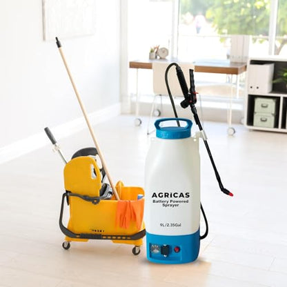 Battery Powered Sprayer 2.35 Gallon, Electric Garden Sprayer for Weed/Pest Control, 6 Nozzles, 50 PSI Pressure, Telescopic Wand, Shoulder Strap, Long-Lasting 12V Battery - color: Model2-AG2003-2.35 Gal
