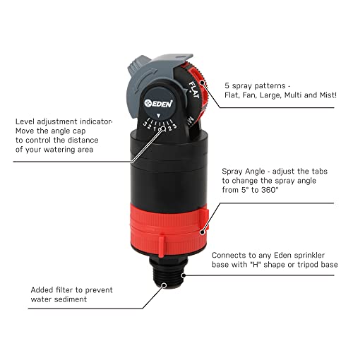 Eden 16030 5 Pattern Turbo Gear Drive Rotary Sprinkler Head Plus One-Direction Misting System for Lawn and Garden, 360 Degree Coverage - style: Sprinkler Head