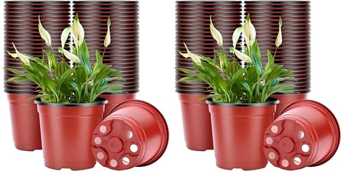 VIVOSUN 50 Pcs 6 Inch Plastic Plant Nursery Pots, Seed Starting Pot, Flower Plant Container for Seedlings, Cuttings, Transplanting (Pack of 2) - size: 6 inch (Pack of 2)