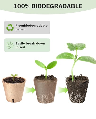 homenote 60 Peat Seed Starting Pots, 3.15 and 4 Inch with 20 Plant Labels - size: 3.15+4 Inch