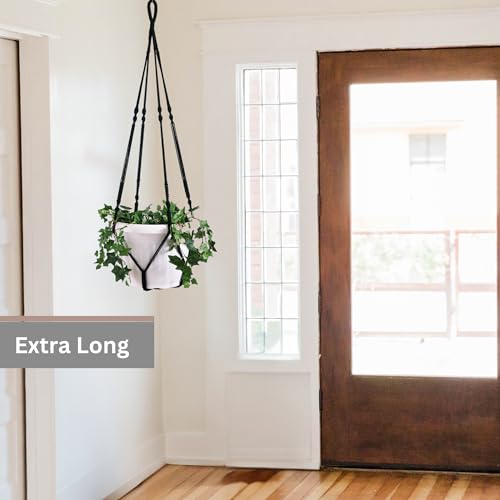 Giant XXL 55 Inches Macrame Planter Hanger Large for 15 inch Pot - color: Black