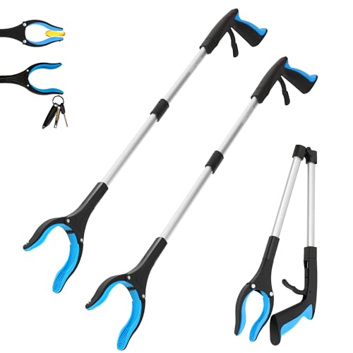 Grabber Reacher Tool -2 Pack 32” Reacher Grabber Tool with Strong Magnetic and Swivel Head - Pick Up Stick Grabbers for Seniors, Trash, Surgery Recovery Must Haves Gifts (Blue) - size: Blue(Pack of 2)