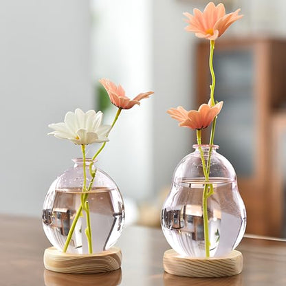 Pink Plant Propagation Cute Bubble Flower Vase Glass Planter Terrarium Jar - color: Pink