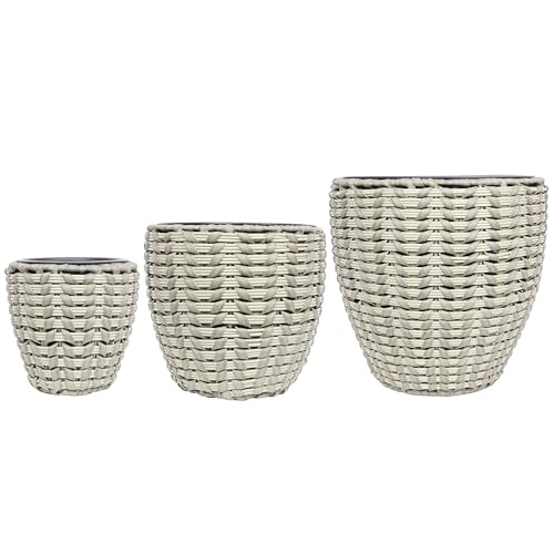 Alpine Corporation Indoor/Outdoor Rattan Raise Up Bed Planters with Removable Inserts, Aesthetic Lawn and Garden Decor, Gray - Set of 3 Sizes - color: Gray
