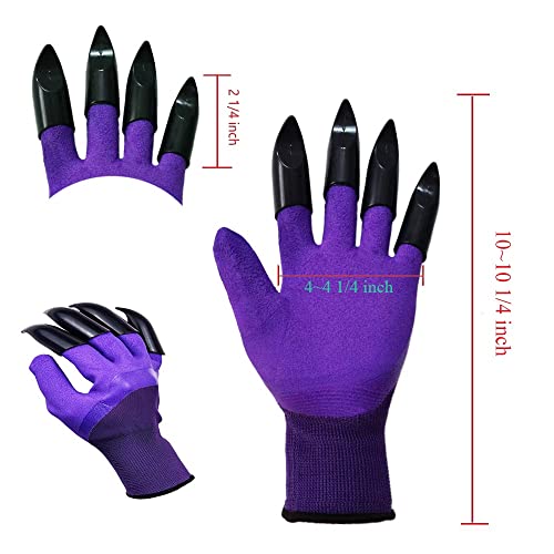 DCCPAA Garden Gloves with Claws,Claw Gardening Gloves for Digging,Planting, Weeding, Seeding-Waterproof for Men and Women - color: 1 Purple