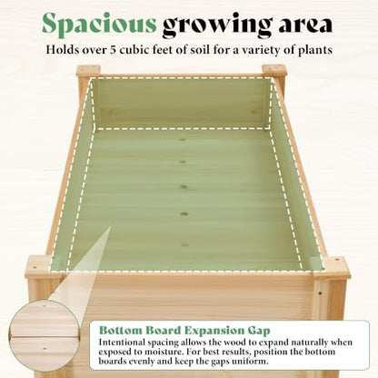 AMERLIFE 48x30x24 Inch Elevated Wood Raised Garden Bed with Bed Liner - color: Light Wood, size: 4x2 FT-Regular