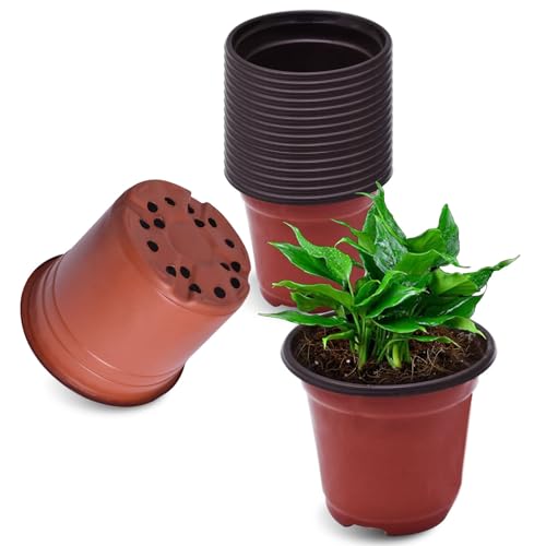 WFLNHB 100 Pack 8 Inch Nursery Pots Plastic Plant Pots - size: 8.0x7.0 In