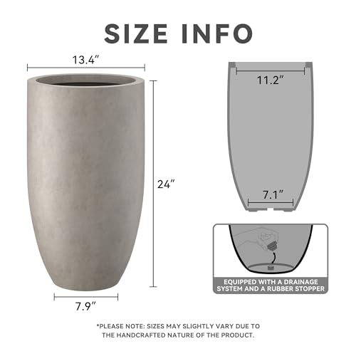 Kante Large Round Tapered Weathered Concrete Planter 24" Tall, Outdoor - color: Weathered Concrete, size: 24" Tall
