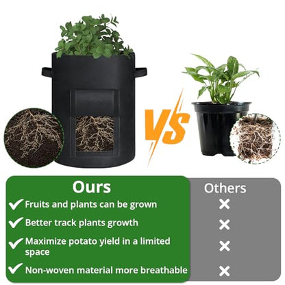 GOTGELIF 6 Pack 8 Gallon Grow Bags Fabric Planting Pots