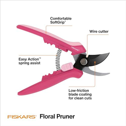 Fiskars Floral Pruning Shears, Plant Cutting Scissors for Deadheading - color: Rose Petal Pink
