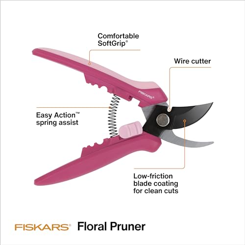 Fiskars Floral Pruning Shears, Plant Cutting Scissors for Deadheading - color: Rose Petal Pink