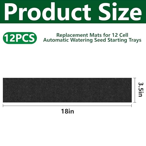 EBaokuup 12 Pcs 12-Cell Replacement Capillary Mats-18.5 x 3.5 Inches Self Watering Seed Starting Mat-Capillary Mats for Indoor Gardening Greenhouse Plant Seed Starting - color: 12cell-12pcs