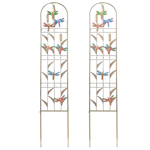 aboxoo 2-Pack Dragonfly Metal Garden Trellis for Climbing Plants - color: Dragonfly, size: 2pcs