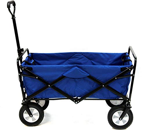 Mac Sports Heavy Duty Steel Frame Collapsible Folding 150 Pound Capacity Outdoor Camping Garden Utility Wagon Yard Cart, Blue - color: Solid Blue