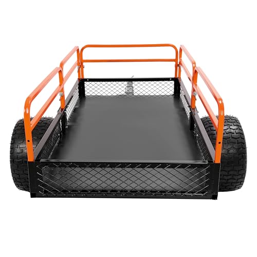 ALMULOO 2 Packages Heavy Duty ATV UTV Trailer Dump Cart 1500LBS Capacity Tow Behind Utility Cart with Removable Sides for Lawn Mower Tractor Garden