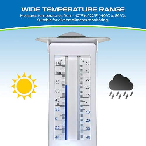 Sper Scientific Analog & Digital Min/Max Thermometer 800122 - Accurate Temperature Tracking, Weather-Resistant Design, Dual Display for Indoor & Outdoor Use, Ideal for Greenhouses, Labs & More - 4 pc - size: 4 Pack