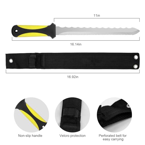 Sod Cutter knife: Insulated knife 11.14-inch sod knife blade, Stainless Steel double-edged for outdoor, Lawn Repair, easy to carry (yellow) - color: Long Yellow