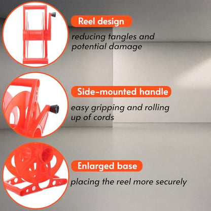 Homeon Wheels Cord Storage Reel with Handle Driven Easy to Use with Carrying Bag - style: Cord reel + bag