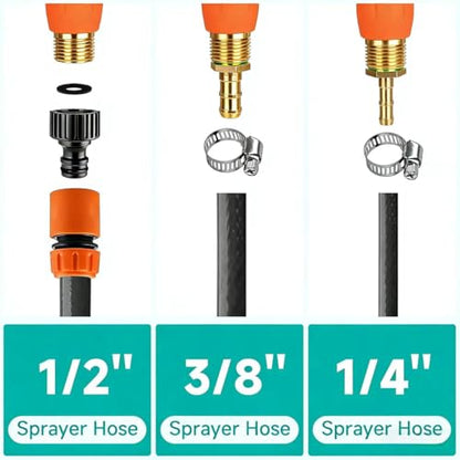 VANPET All Metal Sprayer Wand,1/4" & 3/8" & 1/2" Brass Barbs Sprayer Wand Replacement, Built-in Shut Valve Stainless Steel & 2 Hose Clamps - color: 29 Inches Sprayer Wand - Orange Handle