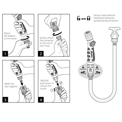 Eden PRO Metal Straight 4-Pattern Hose Nozzle: Thumb Operated, Turbo Spray - style: Straight Thumb Control