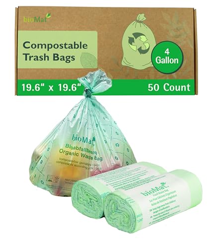 bioMat 4 Gallon Compostable Food Scrap Bags, 50 Count - size: 25 Count (Pack of 2), style: 4 Gallon