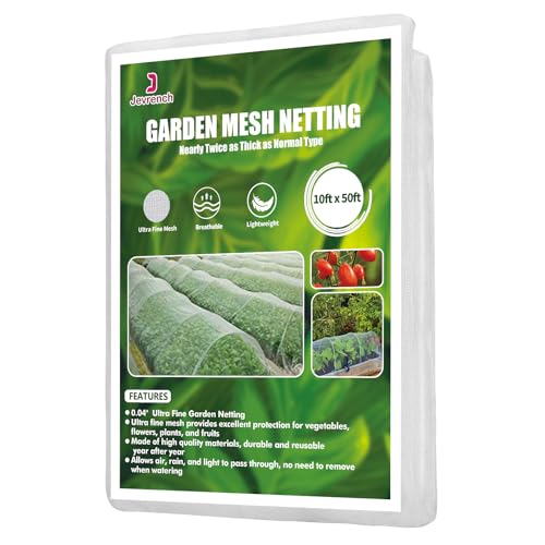 Jevrench 10 x 50 ft Garden Netting Row Cover, Ultra Fine Mesh for Plants - size: 10ft x 50ft
