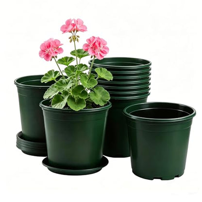 1 Gallon Pots for Plants, 10 Pack Thicken Durable Plastic Nursery Pots - color: Green