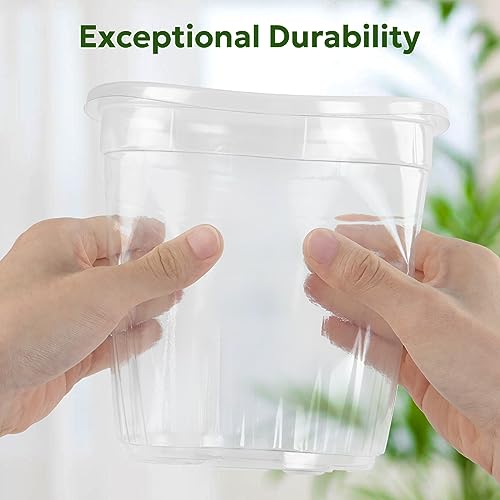 Bluepro Clear Nursery Pots with Drainage Holes, 7 Inch, 1 Gallon, 30-Pack - size: 7 Inch-30Pcs