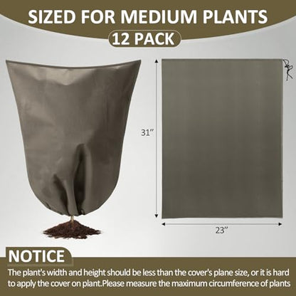 12 Pack Winter Plant Covers Freeze Protection, Brown - color: Brown