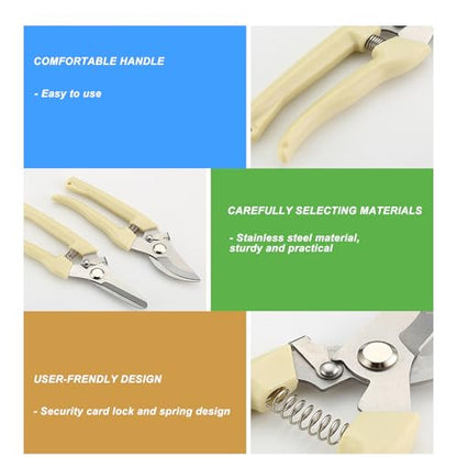 2Pcs Professional Pruning Shears (Include 1 Bypass Pruning Shears and 1 Straight Blade Garden Scissors) Premium Garden Shears for Trimming Flowers, Shaping Plants, Bonsai,hydroponics,herbs